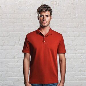 DOCKERS -- Man's Polo Shirt, Solid Orange, Button Collar, Extra Extra Large